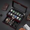 imageANWBROAD 12 Slot Watch Cases for Men Watch Box with Large Lid Jewelry Box with Watch Storage 2Tier Paint Surface Watch Holder Organizer for Men Lockable Watch Display Case UJWB001Y