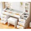 imageANWBROAD 492quot Large Vanity Desk with Mirror and Lights White Makeup Vanity Desk with Glass Top and Power Outlet 8 Drawers Nightstand 5 Hooks Vanity Table with Stool for Bedroom Women Girls UBDT88W