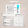 imageANWBROAD 518quot Vanity Desk with Mirror and Lights Makeup Vanity Desk with Lights 3 Colors Large White Vanity Dresser Combow RGB 8 Drawers with Charging Station Stool Shelves for Girls Women UBDT77W
