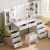 imageANWBROAD 591quot Large Vanity Desk with Mirror ampamp Lights White Makeup Vanity Set with Power Outlet and 8 Drawers 3 Lighting Modes Adjustable Dressing Table for Girl Women Bedroom Dressing Room UBDT67W