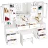 imageANWBROAD 591quot Large Vanity Desk with Mirror ampamp Lights White Makeup Vanity Set with Power Outlet and 8 Drawers 3 Lighting Modes Adjustable Dressing Table for Girl Women Bedroom Dressing Room UBDT67W