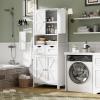 imageANWBROAD 67 Bathroom Storage Cabinet Tall Storage Cabinet with Adjustable Shelves and Drawers Freestanding for Bathroom Kitchen Pantry Living Room Cabinet USBC002W