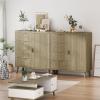 imageANWBROAD Fluted Sideboard Buffet Cabinet with Storage Coffee Bar Cabinet Accent Cabinet with 4 Drawers and Adjustable Shelf Entryway Cabinet for Entrance Living Room Kitchen Natural ULSC013
