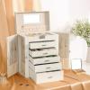 imageANWBROAD Large Jewelry Box 6 Tier Jewelry Organizer Box Display Storage Case Holder with Lock Mirror Girls Jewelry Box for Earrings Rings Necklaces Bracelets Gift Faux Leather Christmas Gifts UJJB004W