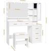 imageANWBROAD Large Vanity Desk with Mirror and Lights 453quot Makeup Vanity with Charging Station Nightstand 3 Lighting Modes Dressing Table with 5 Drawers Jewelry Storage Glass Door Bedroom White UBDT68W