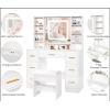 imageANWBROAD Vanity Desk Table with Lighted Mirror 394 Girls Makeup Vanity with Power Outlet 3 Colors Lighting Adjustable Brightness Vanity Table for Women Bedroom Dressing Room White UBDT65W