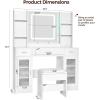 imageANWBROAD Vanity Desk with Mirror and Lights 3 Colors 433quot Makeup Vanity Table Set with RGB Lights and Power Strip Large with 3 Drawers White Dressing Table Stool for Women Girls Bedroom UBDT78W