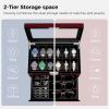imageANWBROAD Watch Box Storage Watch Cases for Men with Large Glass Lid 2Tier Wood Watch Display Case Lockable Watch Organizer Giftable Luxurious Watch Holder for Women UJWB003Y