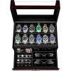 imageANWBROAD Watch Box for Men 12 Slots Watch Case with Glass Lid 2 Layers Paint Watch Holder Jewelry and Watch Storage Faux Leather Lining Luxurious Gifts or Men Women UJWB005Y