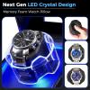 imageANWBROAD Watch Winder for Automatic Watches 4 Modes Double Automatic Watch Winder box with LED Crystal Design Rotating Watch Case with Super Quiet Motor with TypeC Adapter