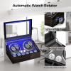 imageANWBROAD Watch Winder for Automatic Watches 4 Watch Rotator and 6 Extra Storages with Super Quiet Mabuchi Motor LED Backlight Watch Turner Piano Paint Watch Shaker 4 Rotating Modes Gift USB UJWW002E