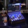 imageANWBROAD Watch Winder for Automatic Watches 4 Watch Rotator and 6 Extra Storages with Super Quiet Mabuchi Motor LED Backlight Watch Turner Piano Paint Watch Shaker 4 Rotating Modes Gift USB UJWW002E