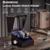 imageANWBROAD Watch Winders for Automatic Watches New EbonyColored Piano Finish Automatic Watch Winder Box Rotating Watch Case with 4 Rotation Modes Quiet Motor LED for Man Womans Watches UJWW001E
