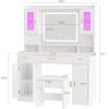 imageANWBROAD White Vanity Desk with Mirror and Lights Large Makeup Vanity Table Set with 2 RGB Storage 3 Drawers Modern Dressing Table with Power Outlet ampamp Chair RGB Ambient Light for Girls Bedroom UBDT66Cwith RGB Lights