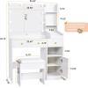 imageANWBROAD White Vanity Desk with Mirror and Lights Makeup Vanity Set with 12 Storage Area 5 Desktop Compartments and Power Strip 3 Lighting Modes Adjustable Brightness Bedroom Dressing Table UBDT72W