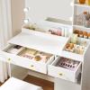 imageANWBROAD White Vanity Desk with Mirror and Lights Makeup Vanity Set with 12 Storage Area 5 Desktop Compartments and Power Strip 3 Lighting Modes Adjustable Brightness Bedroom Dressing Table UBDT72W