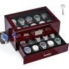 imageANWBROAD 20 Slot Watch Box for Men and Women  2Tier Display Case With Large Glass Lid Lockable Wooden Organizer Luxurious Holder UJWB002Y