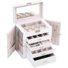 imageANWBROAD Jewelry Boxes Organizers Jewelry Box for WomenGirls Large Storage Box for Your Jewelry Sturdy Jewelry Case with Drawers Mirror and Lock UJJB003W