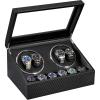 imageANWBROAD Watch Winders for Automatic Watches Automatic Watch Winder with 4 Watch Rotator and 6 Extra Storages 4 Watch Winder with Japanese Quiet Motor Luxury Carbon Fiber Watch WinderUJWW012C