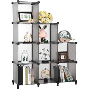 imageANWBROAD Cube Storage Organizer 9Cube DIY Closet Cabinet Plastic Bookshelf Modular Bookcase Storage Shelves with Rubber Hammer Shelving for Home Bedroom Office Living Room ULCS009H