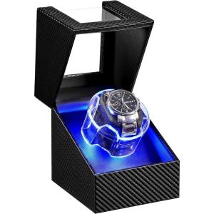 imageANWBROAD Watch Winder for Automatic Watches 4 Modes Double Automatic Watch Winder box with LED Crystal Design Rotating Watch Case with Super Quiet Motor with TypeC Adapter