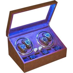 imageANWBROAD Watch Winder for Automatic Watches 46 Watch Rotator and Storages with Super Quiet Mabuchi Motor LED Backlight Watch Turner Piano Paint Watch Turner 4 Rotating Modes Gift UJWW002T