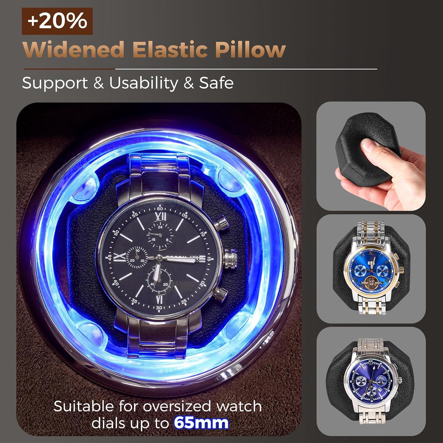 imageANWBROAD Double Watch Winder Automatic Watch Winder for Automatic Watches Dual Watch Winder Box with TypeC Port Adapter 4 Modes Quiet Mabuchi Motor LED Light UJWW004M