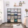 imageANWBROAD Cube Storage Organizer 16Cube Cubby Shelving Book Shelf Living Room Organizers Kids Toys Craft Yarn Storage with Rubber Hammer for Bedroom Office Gray ULCS016H