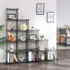 imageANWBROAD Cube Storage Organizer 16Cube Cubby Shelving Book Shelf Living Room Organizers Kids Toys Craft Yarn Storage with Rubber Hammer for Bedroom Office Gray ULCS016H