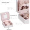 imageANWBROAD Travel Jewelry Box Jewelry Case Small Jewelry Box Pportable Mini Display Storage Case with Mirror for Rings Earrings Necklace Bracelets Earrings for Girls Women Faux Leather UJJB001W