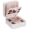 imageANWBROAD Travel Jewelry Box Jewelry Case Small Jewelry Box Pportable Mini Display Storage Case with Mirror for Rings Earrings Necklace Bracelets Earrings for Girls Women Faux Leather UJJB001W