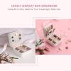 imageANWBROAD Travel Jewelry Box Jewelry Case Small Jewelry Box Pportable Mini Display Storage Case with Mirror for Rings Earrings Necklace Bracelets Earrings for Girls Women Faux Leather UJJB001W