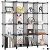 imageANWBROAD Cube Storage Organizer 16Cube Cubby Shelving Book Shelf Living Room Organizers Kids Toys Craft Yarn Storage with Rubber Hammer for Bedroom Office Gray ULCS016H