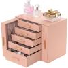 imageANWBROAD Jewelry Box Teen Girls and Women Jewelry Organizer Box Capacity for All Jewelry Storage Case for Necklace Earring Bracelet Ring Leather Jewelry Holder UJJB007F