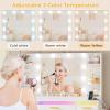 imageANWBROAD Vanity Desk with Mirror and Lights 3 Colors Large Makeup Vanity Table Set Transparent Glass Top with 9 RGB Drawers 6 Shelves Vanity Desk with Stool Power Outlet White Bedroom Women UBDT94W