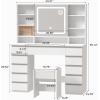 imageANWBROAD 43 Large Vanity Desk with Sliding Mirror and Lights Makeup Vanity Table with Jewelry Organizer11 Drawers6 Shelves 3Color Lights Makeup Desk with Stool and Power Outlet for Girls UBDT98X