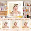 imageANWBROAD 43 Large Vanity Desk with Sliding Mirror and Lights Makeup Vanity Table with Jewelry Organizer11 Drawers6 Shelves 3Color Lights Makeup Desk with Stool and Power Outlet for Girls UBDT98X