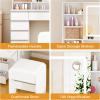 imageANWBROAD 43 Large Vanity Desk with Sliding Mirror and Lights Makeup Vanity Table with Jewelry Organizer11 Drawers6 Shelves 3Color Lights Makeup Desk with Stool and Power Outlet for Girls UBDT98X