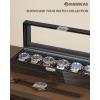 imageANWBROAD Watch Box for Men 6 Slot Mens Watch Box Watch Storage Watch Holder Organizer for Men Watch Display Case with Glass Lid6 Slot UJWB006E