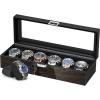 imageANWBROAD Watch Box for Men 6 Slot Mens Watch Box Watch Storage Watch Holder Organizer for Men Watch Display Case with Glass Lid6 Slot UJWB006E