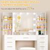 imageANWBROAD Large Vanity Desk with Mirror and Lights White Makeup Vanity Desk with Glass Top13 Drawers7 Open Shelves 3 Colors Dressing Table with Stool Power Outlet for Bedroom Women UBDT18XSilver
