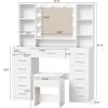 imageANWBROAD Large Vanity Desk with Mirror and Lights White Makeup Vanity Desk with Glass Top13 Drawers7 Open Shelves 3 Colors Dressing Table with Stool Power Outlet for Bedroom Women UBDT18XSilver
