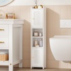 image:imageANWBROAD Slim Bathroom Storage Cabinet Corner Narrow Cabinet with 2 Doors and Adjustable Shelf Freestanding Small Bathroom Organizers and Storage for Small Spaces Kitchen Living Room White USBC011W